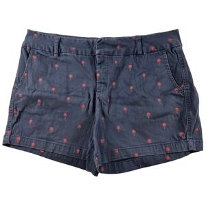 Hannah Womens Shorts Size 14 Navy Red Palm Tree Print Casual Summer Resort Chino